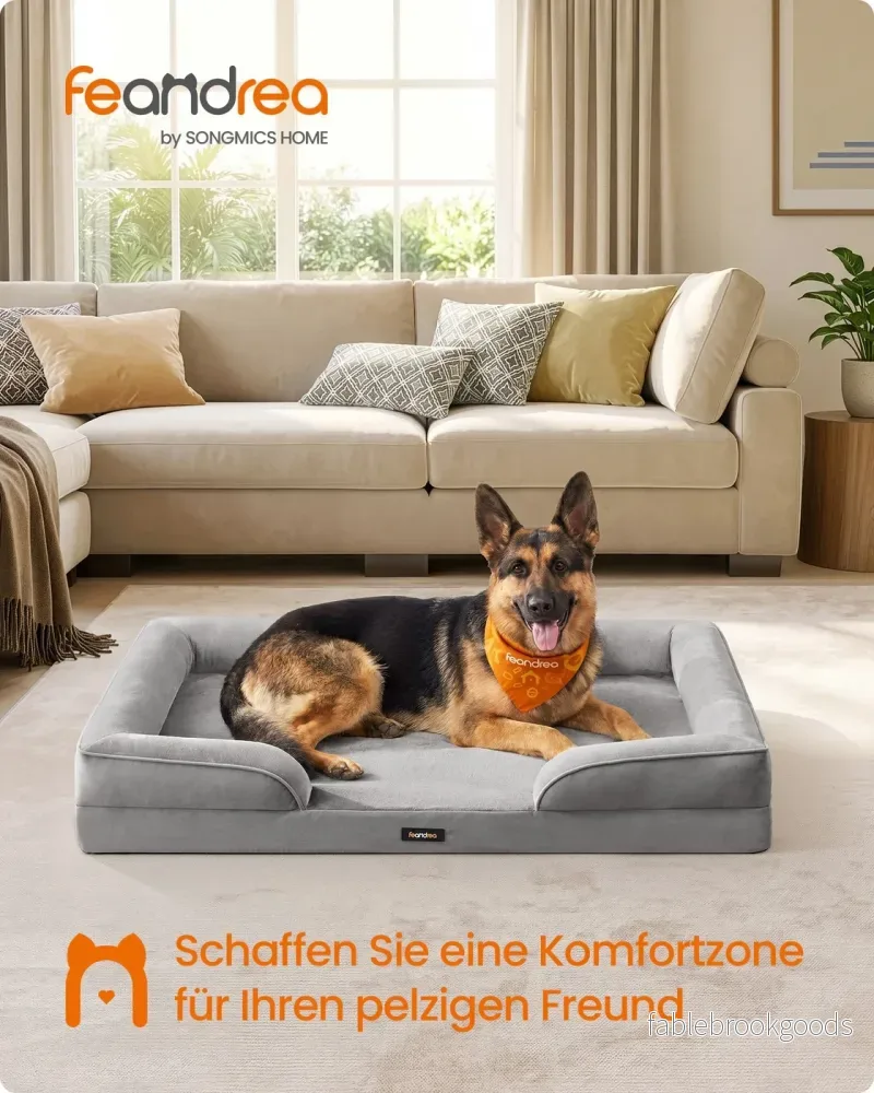 Orthopedisch Hondenbed - 122 x 85 cm - Verhoogde Rand - Wasbare Hoes - Duifgrijs - Bild 2