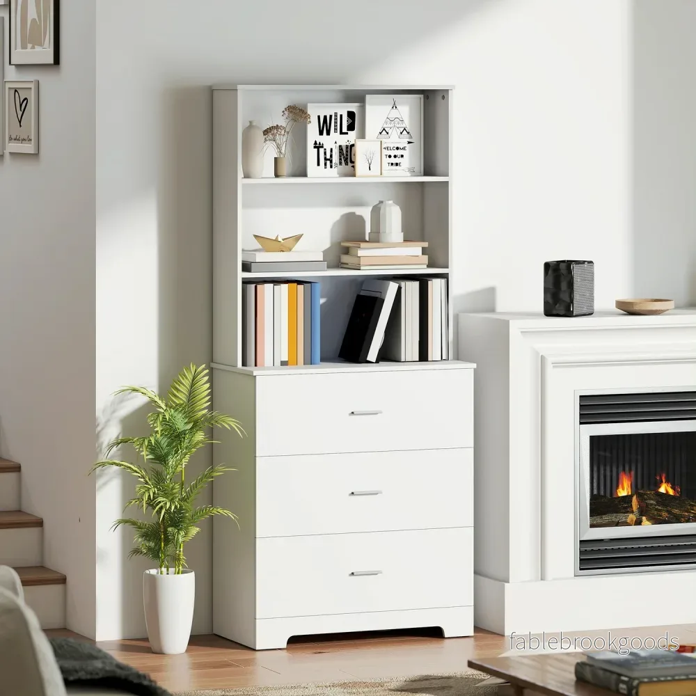 Bokhylla med 3 lådor, 3 hyllor, vit, 79x39,5x180 cm - Bild 2