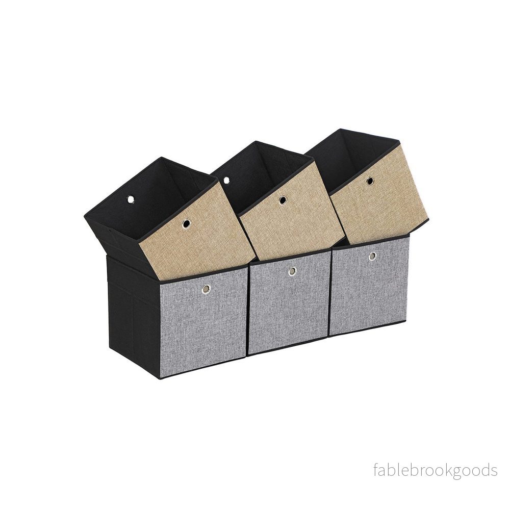 Förvaringsboxar – Fällbara – Set om 6 – Brun/Grå/Svart Förvaringsboxar – Fällbara – Set om 6 – Brun/Grå/Svart