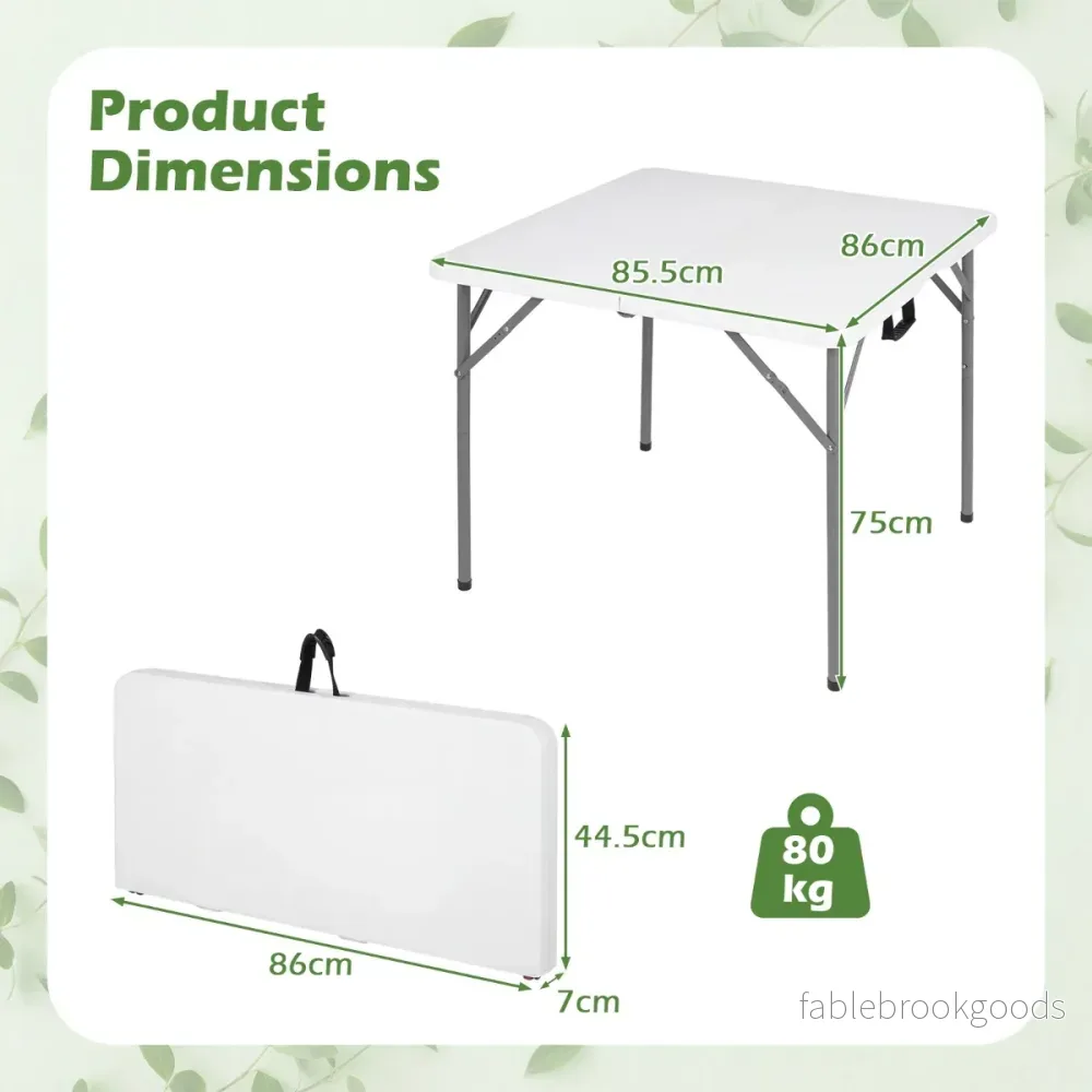 Vikbart – campingbord för personer av HDPE med bärhandtag trädgårdsbord – 4 – Vit - Bild 2