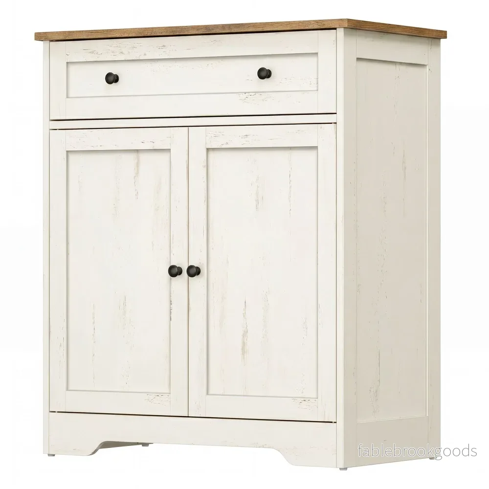 Keukenkast - Landelijke Stijl - Met Lade - 2 Deuren - Vintage Wit