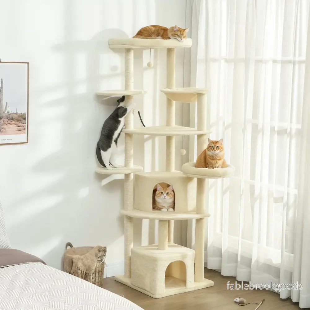Klösträd, 2m, Flera nivåer, Sisal, Hängmatta, Beige - Bild 2