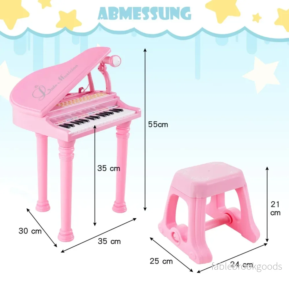 tangenter – Barntangentbord med Pall Piano Toy – 31 35 x 30 x 55 cm – Rosa - Bild 2