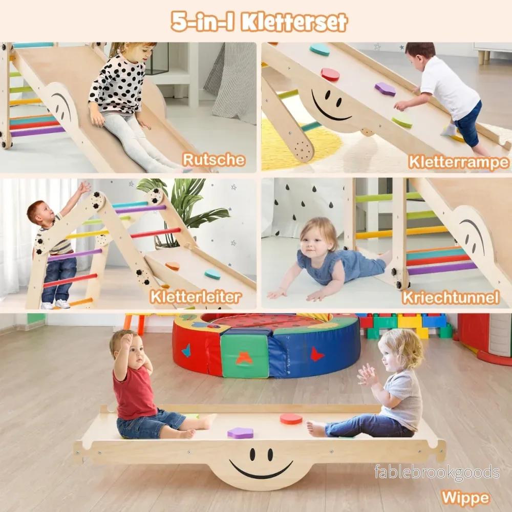 Vikbara – träklättrarleksaker med justerbar och vändbar Montessori klättringssats – Färgglad - Bild 2