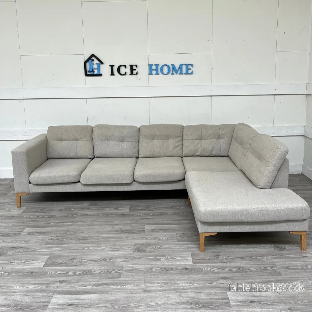 BEIGE 3-sits soffa med divan höger