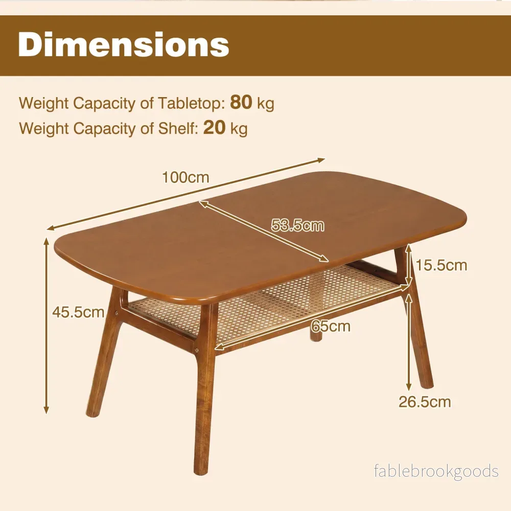 Soffbord – sidobord med två nivåer och öppen hylla, vardagsrumsbord Valnötsfärg – / 100 x 53,5 x 45,5 cm - Bild 2