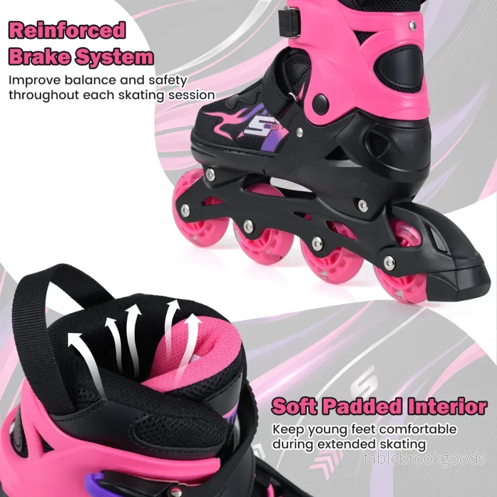 Barn – Inlineskates Storlekar Justerbara Med Ljusande Hjul L (EU 38-41) – 4 – Rosa - Bild 3