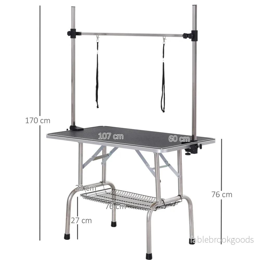 Hundvårdsbord, hopfällbart & höjdjusterbart, svart - Bild 3