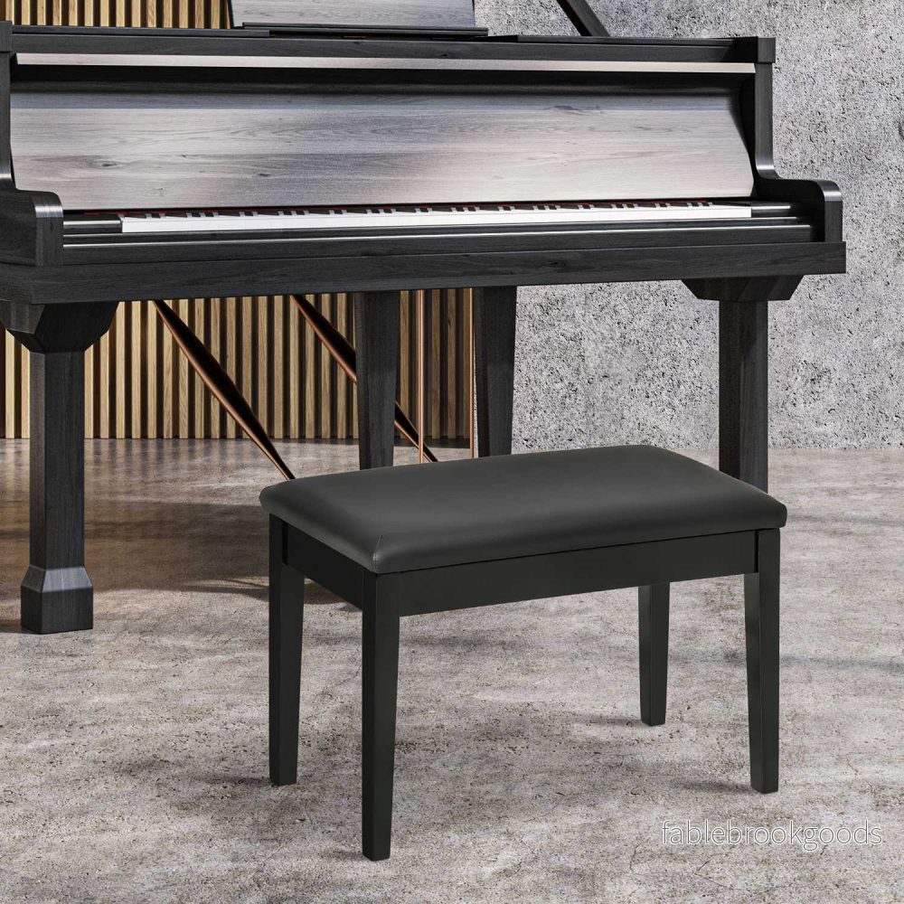 Höjdjusterbar svart pianobänk med förvaring, 75x35x49 cm - Bild 2