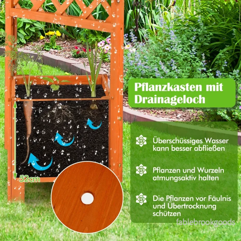 Planteringskärl – Hög Trädgårdssäng med Spaljé – 180 cm – Orange - Bild 2