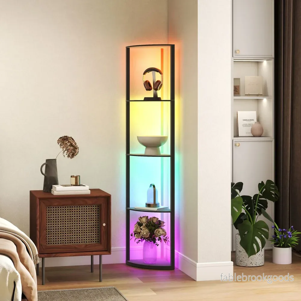 LED-golvlampa med hyllor, RGB, fjärrkontroll - Bild 2