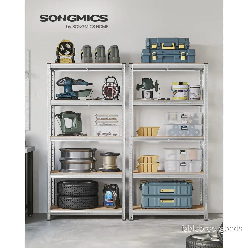 Set med 2 förvaringshyllor – snygg design – silver - Bild 2