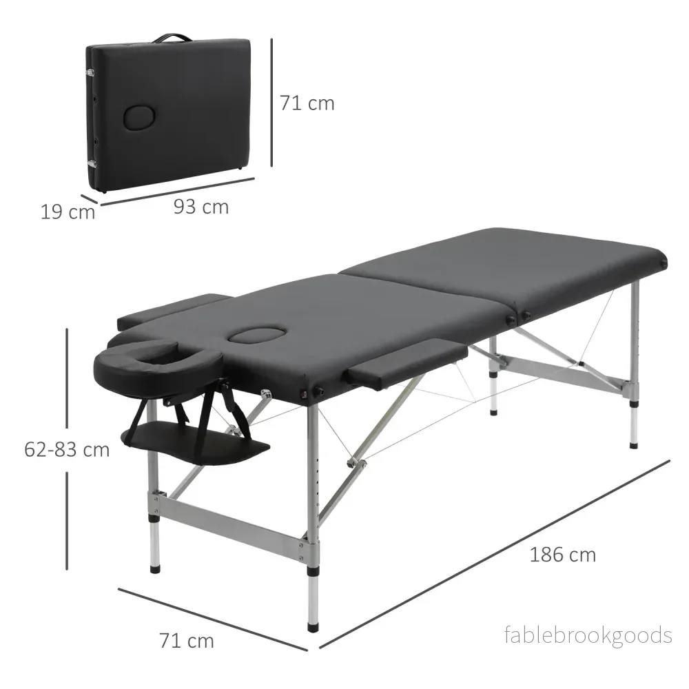 Fällbart massagebänk, 7-zoner, höjdjusterbar, svart - Bild 3