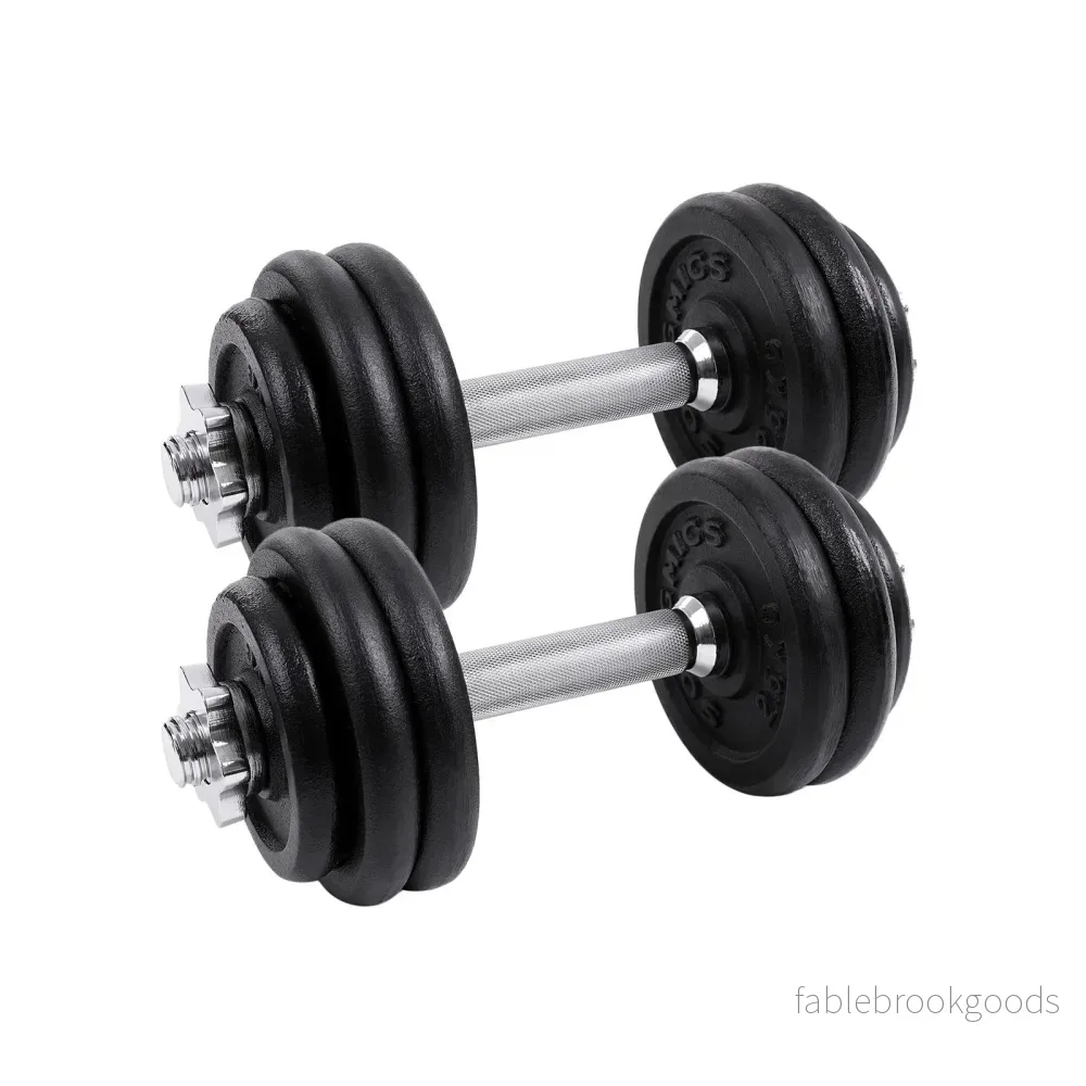 Hantelset – Hantlar i gjutjärn – 30 kg – Svart