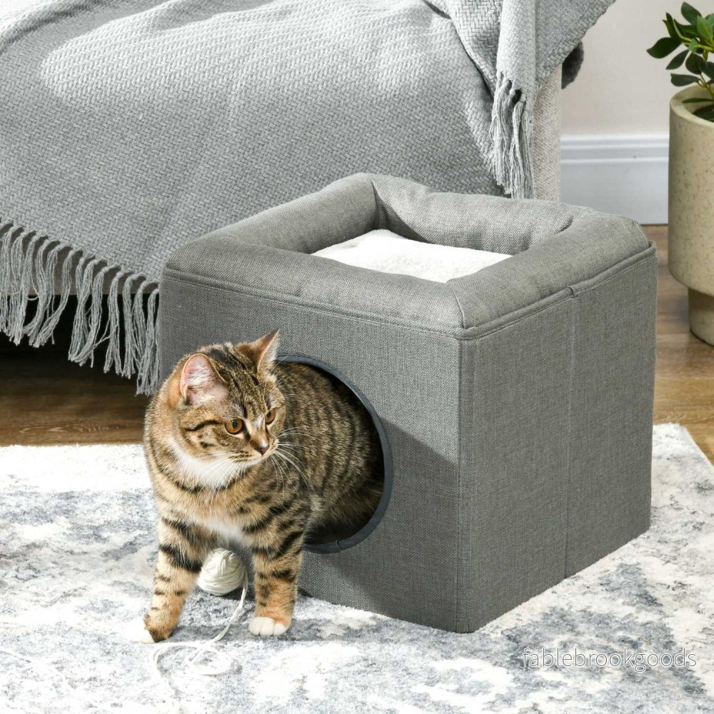 Tvåvånings kattgrotta med kudde, passar katter upp till 5 kg - Bild 2