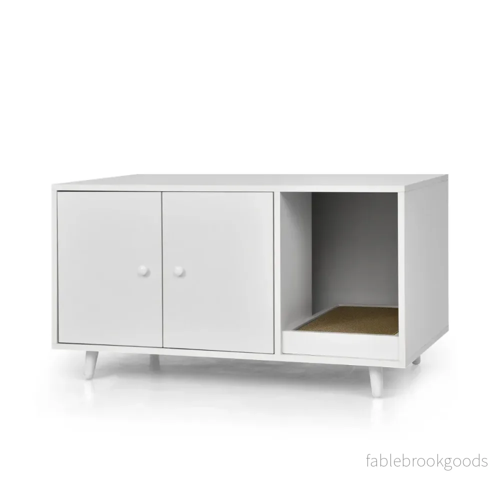 i – sidobord och kattskåp med skrapbräda Kattlåda Soffbord – 2 1 90 x 50 x 50 cm – Vit - Bild 2