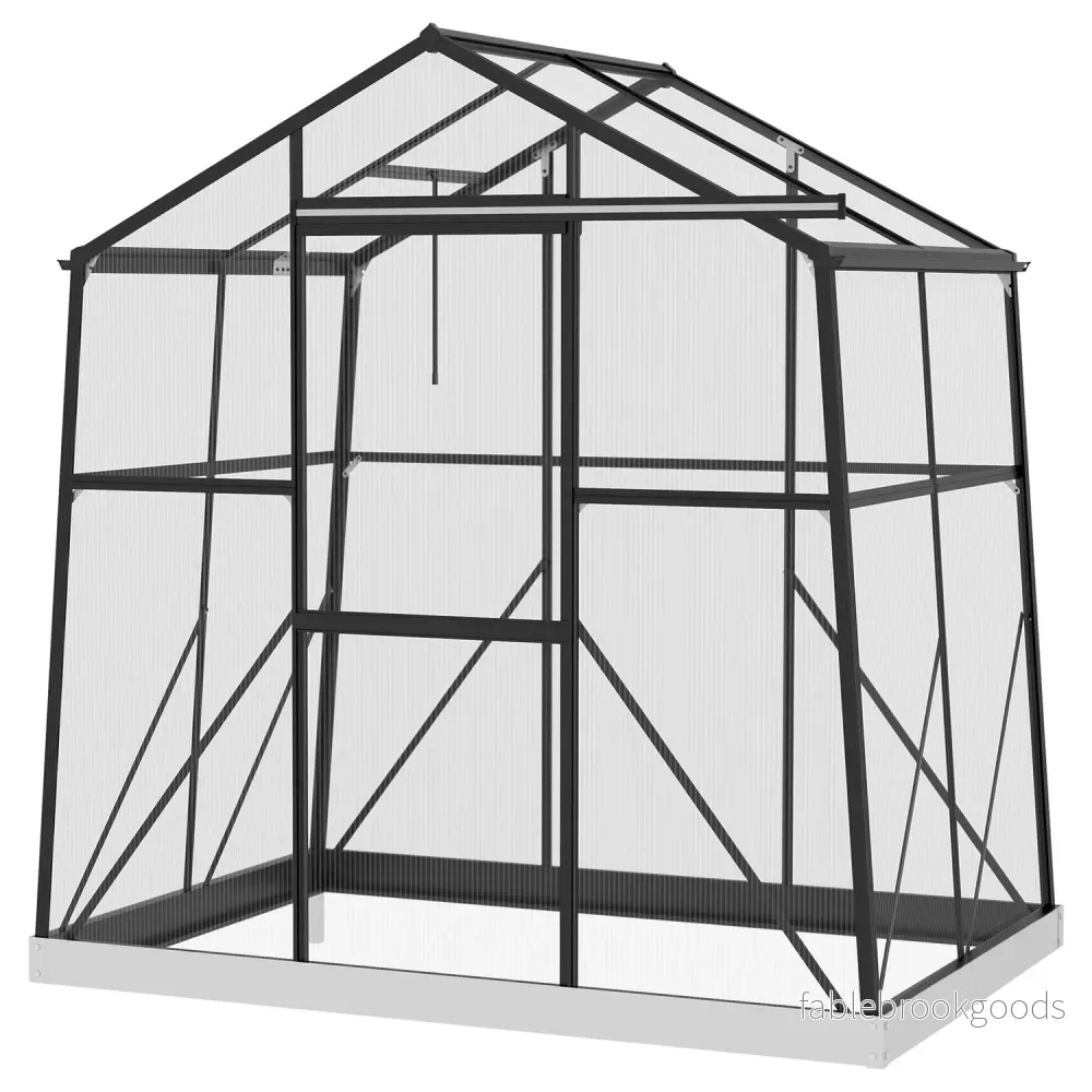 Växthus i aluminium med fönster och skjutdörr, 2,51 m² Växthus i aluminium med fönster och skjutdörr, 2,51 m²