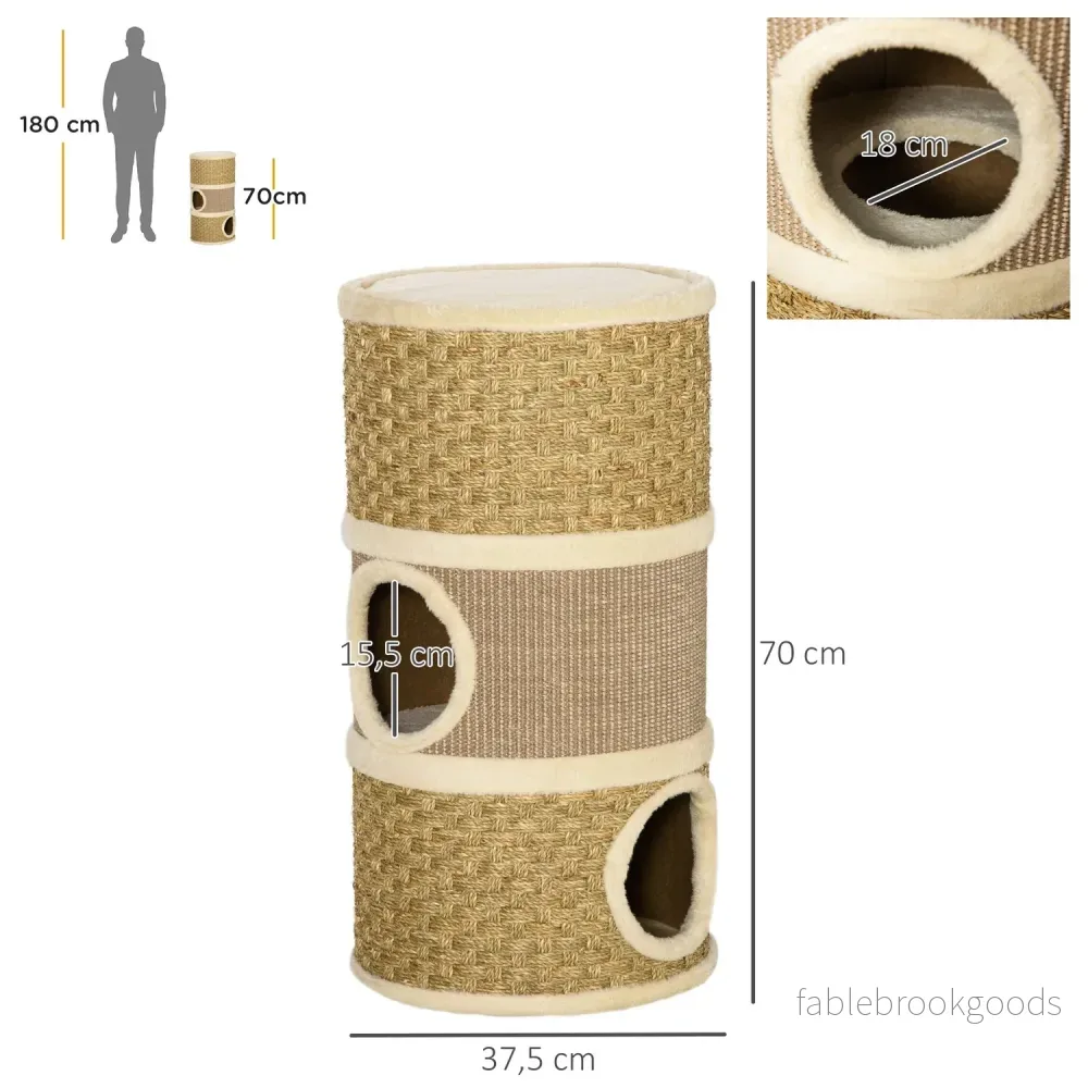 Cat Scratching Barrel, 3-Level Sisal Plysch, 37,5x70 cm - Bild 3