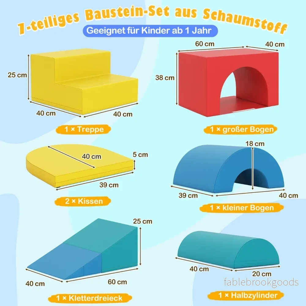 delars – klätterblock set i skumgummi Mjukt lek gym i PU läder Klätterstruktur – 7 – Flerfärgad - Bild 2