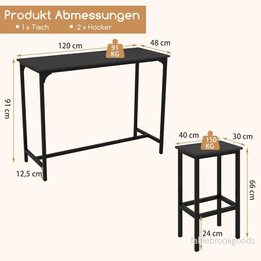 delars – matbordset med ståbord och barstolar Industriell köksbord i bardiskhöjd sittgrupp – 3 2 – Svart - Bild 2