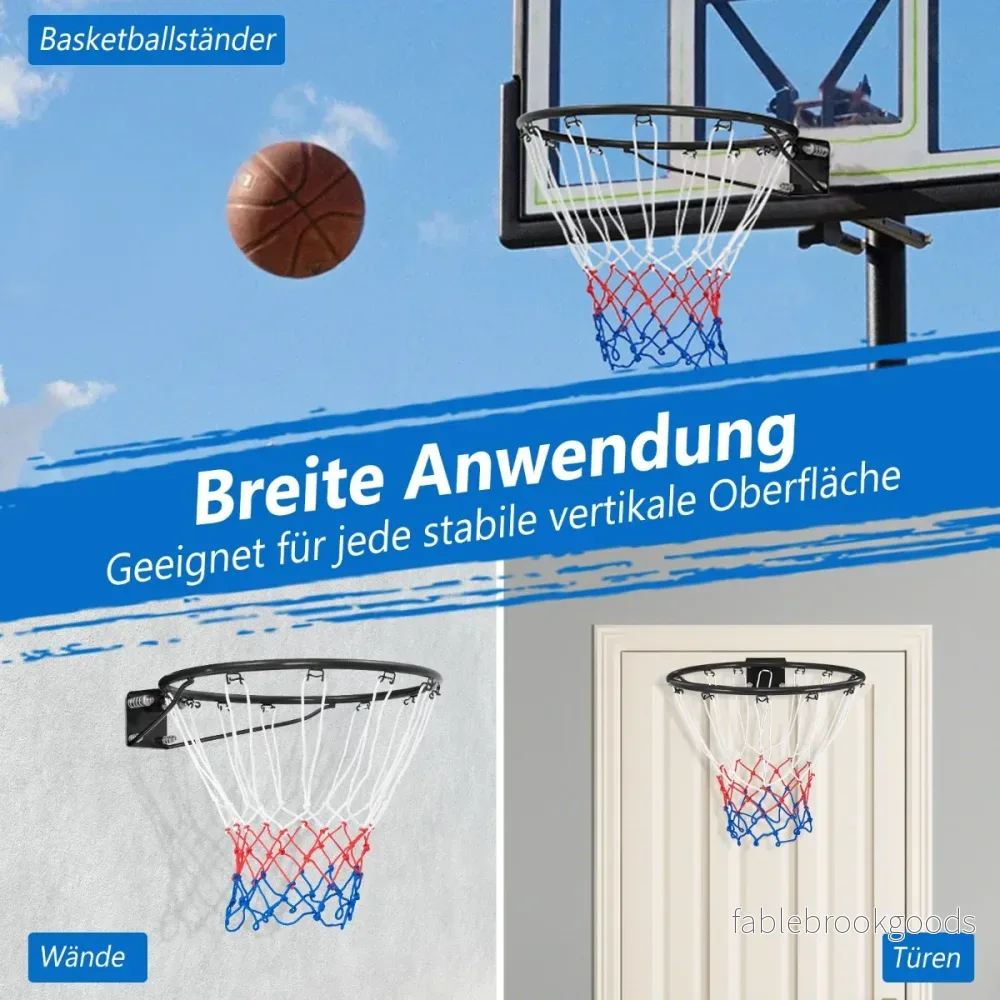 Basketbåge – med ring och nät för dörr inomhus mini – Ø 45 cm – Svart - Bild 3