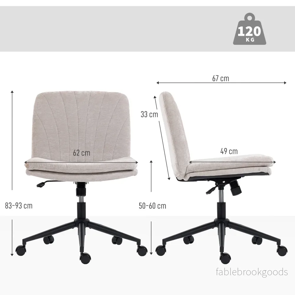 Kontorsstol, armstödslös med korslagda ben, höjdjusterbar, beige - Bild 3