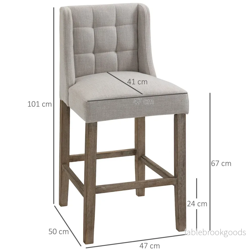 Modern beige barstolar set, låg rygg, linne, 2 st - Bild 3