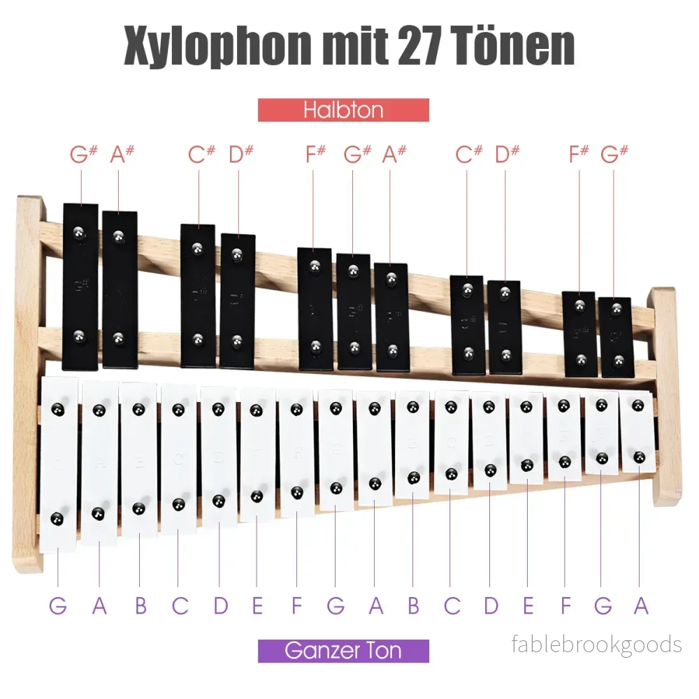 Xylofon – med toner klubbor och bärväska Klockspel Handslagverk – 27 2 – Natur - Bild 2