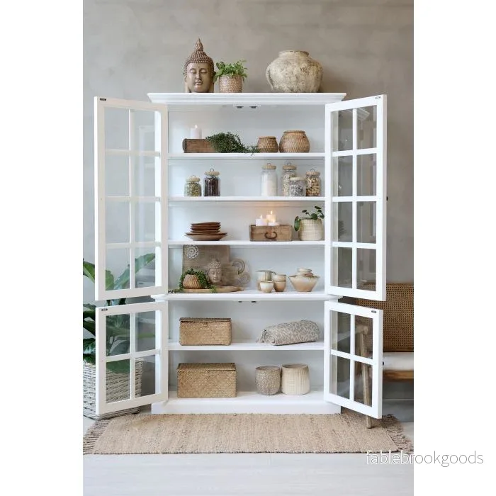 Lantligt vitrinskåp i klassisk stil 196cm - vit - Bild 2