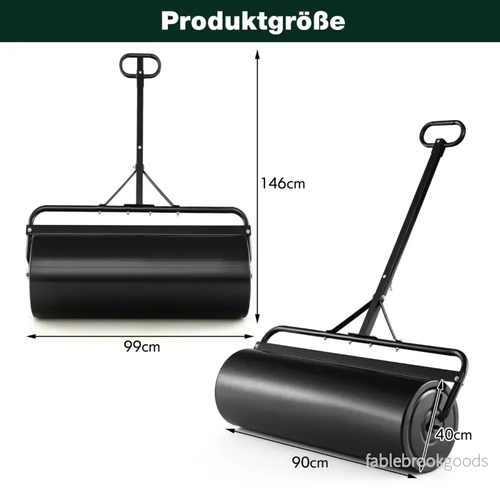 Gräsmatta – rulle Metall med handtag fylld vatten/sand – 113 L Ø 40 cm – Svart - Bild 2