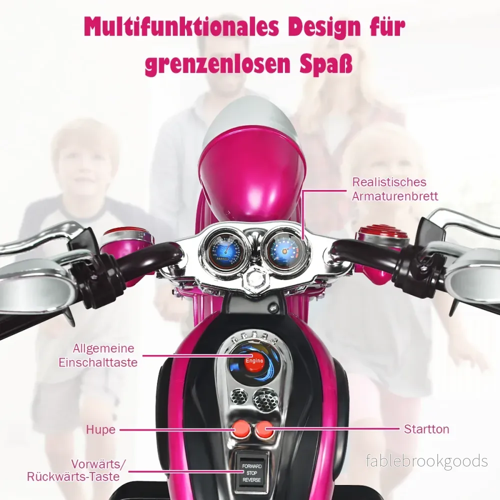 V – elmotorcykel batteridriven med musik – 6 91 x 48 x 64 cm – Rosa - Bild 3