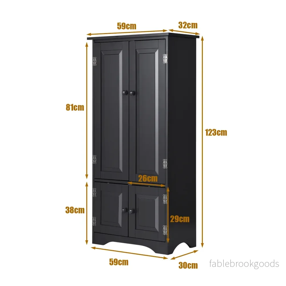 Midi – skåp Highboard Trä – 59 x 32 x 123 cm – Svart - Bild 2