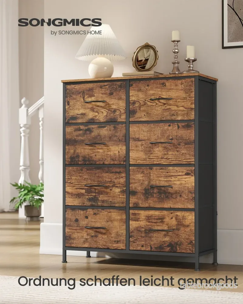 Byrå med 8 tyglådor - Vintage brun - Bläcksvart - Extra förvaringsutrymme - Bild 2