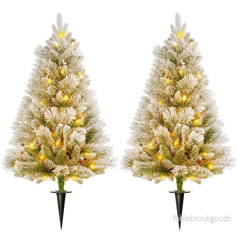 Konstgjorda julgranar, 90 cm, 100 LED-ljus, set om 2