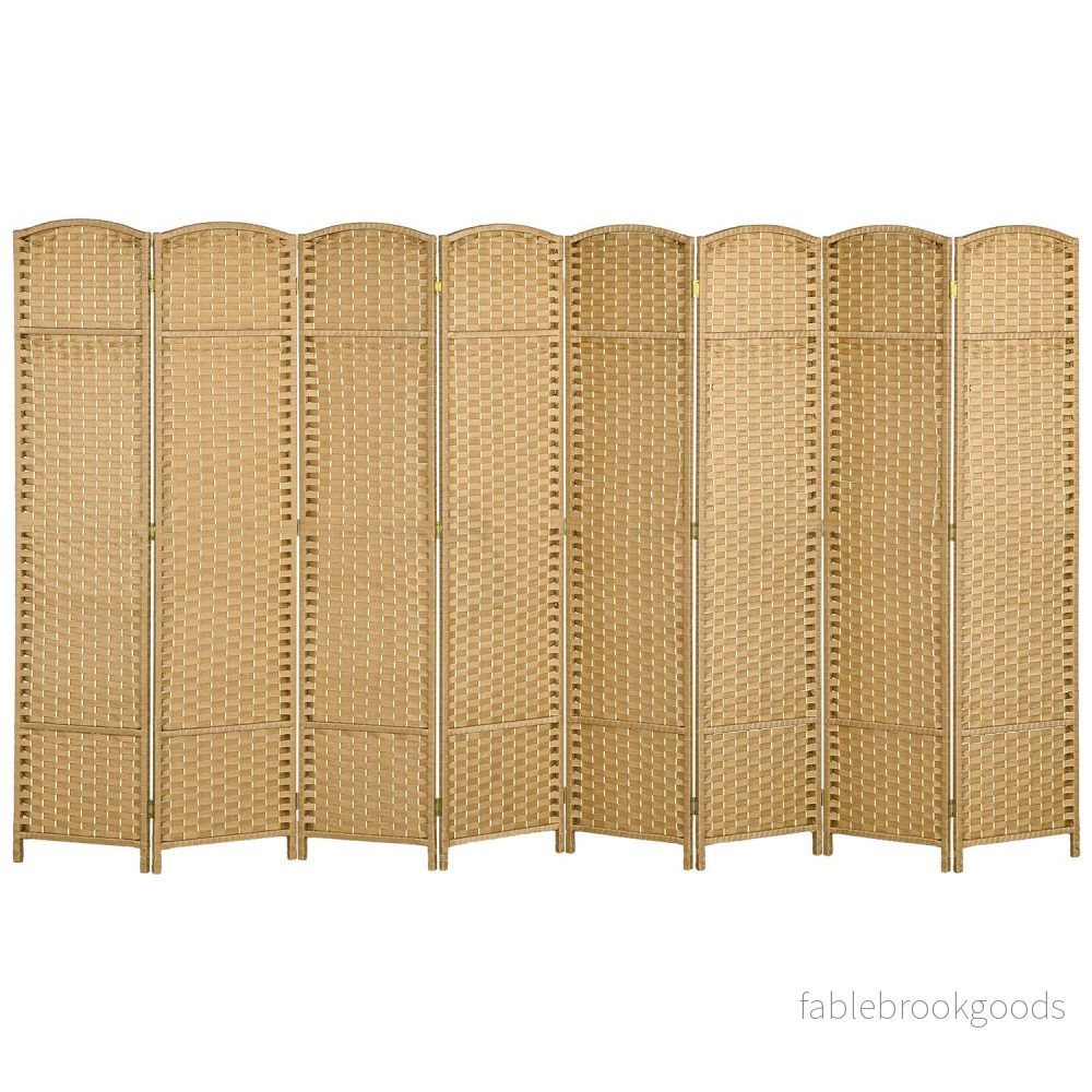 8-panels fällbar rumsavdelare, polypropen, naturligt trä