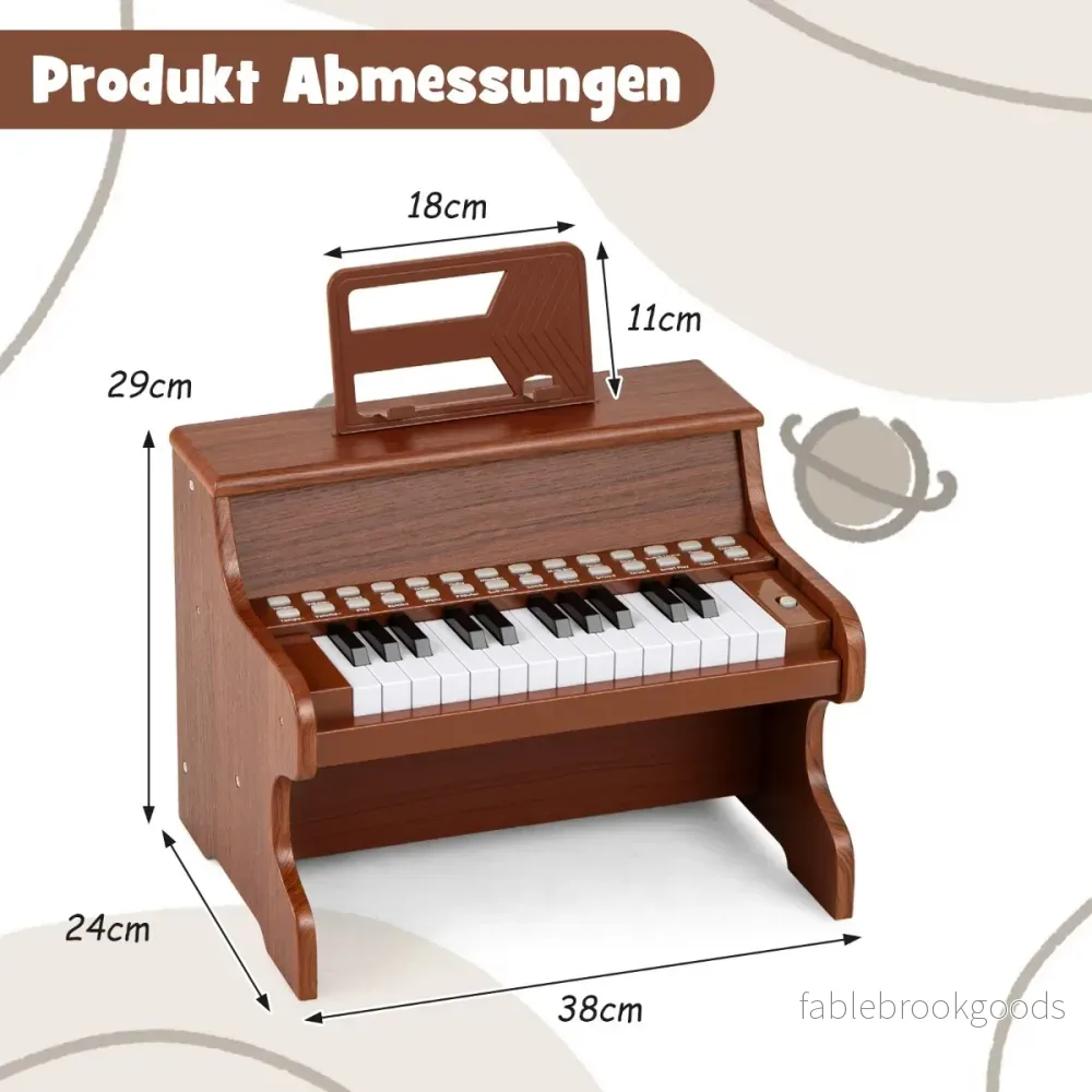 tangenter – Mini digitalpiano Barn Elektriskt med justerbar hastighet Brunt – 25 – Brun - Bild 2