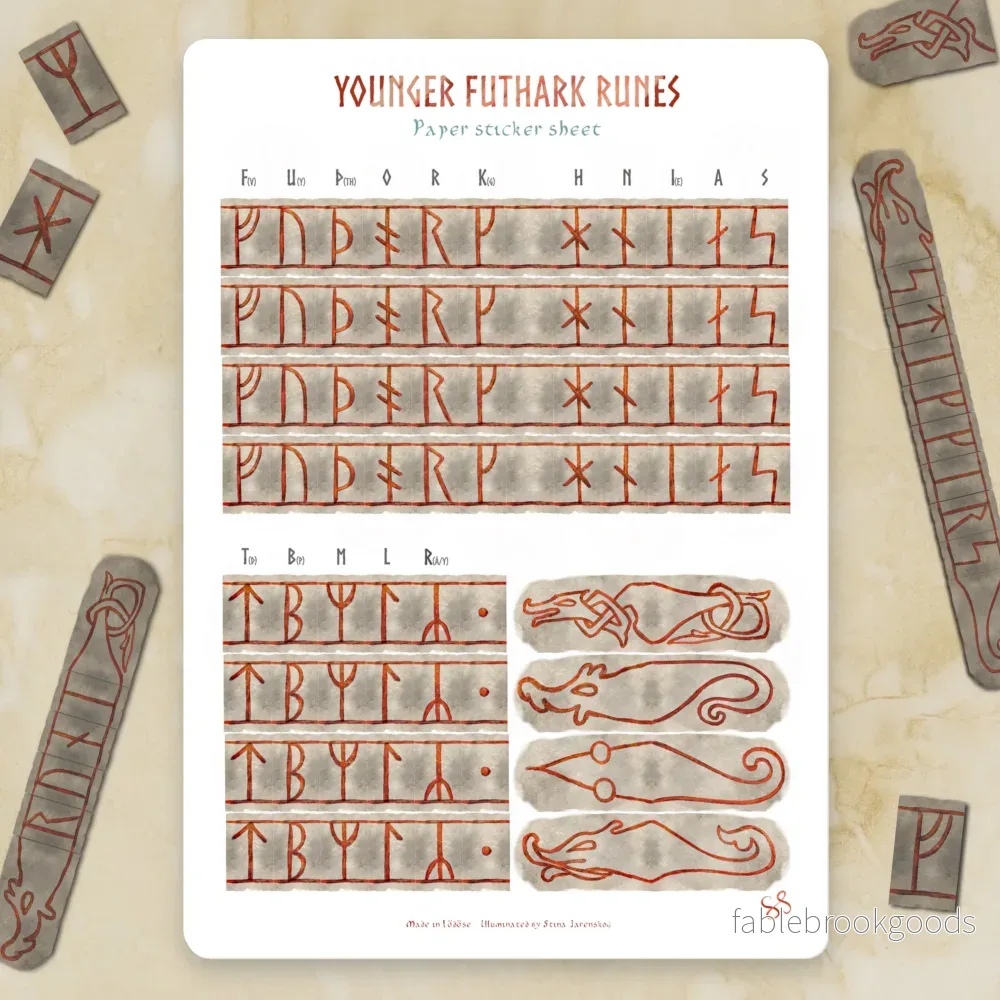 Klistermärkesark – Younger futhark runes (runor) Klistermärkesark – Younger futhark runes (runor)