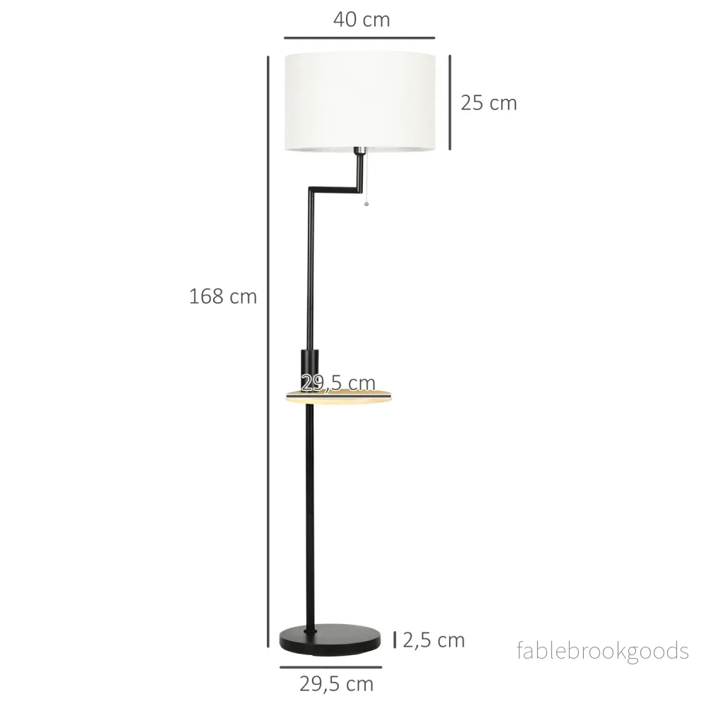 Golvlampa med hylla & USB-port, stål, kräm, 40W - Bild 3