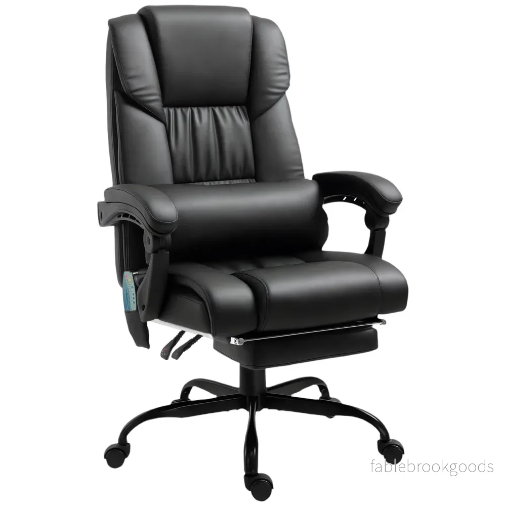 Ergonomisk kontorsstol med massage, fotstöd, svart
