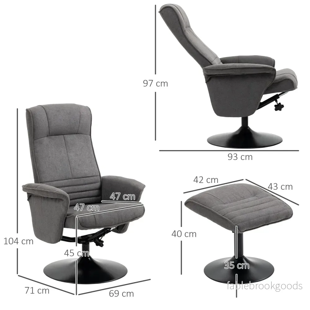 Liggstol med fotpall, 360° vridbar, mörkgrå skum - Bild 3