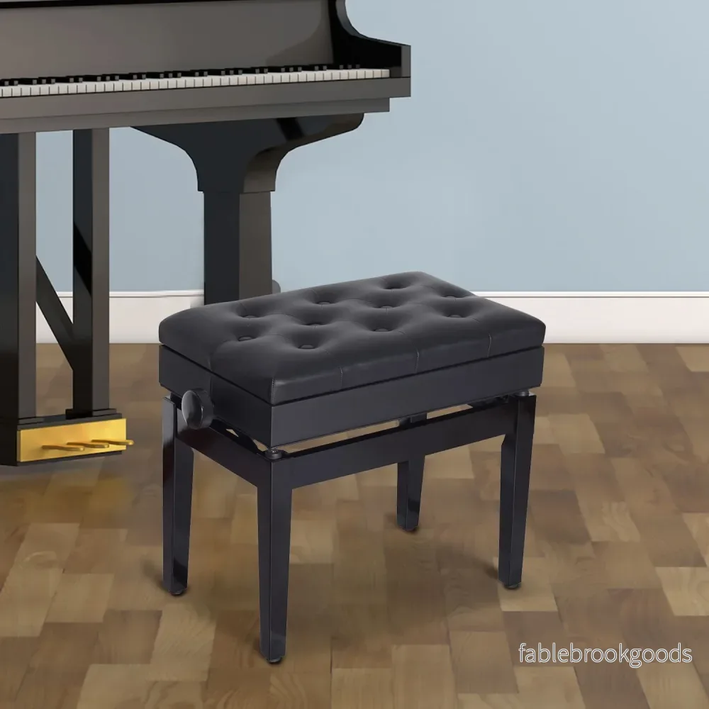 Justerbar pianobänk med förvaringsutrymme, 54,5x33x48-58 cm - Bild 2