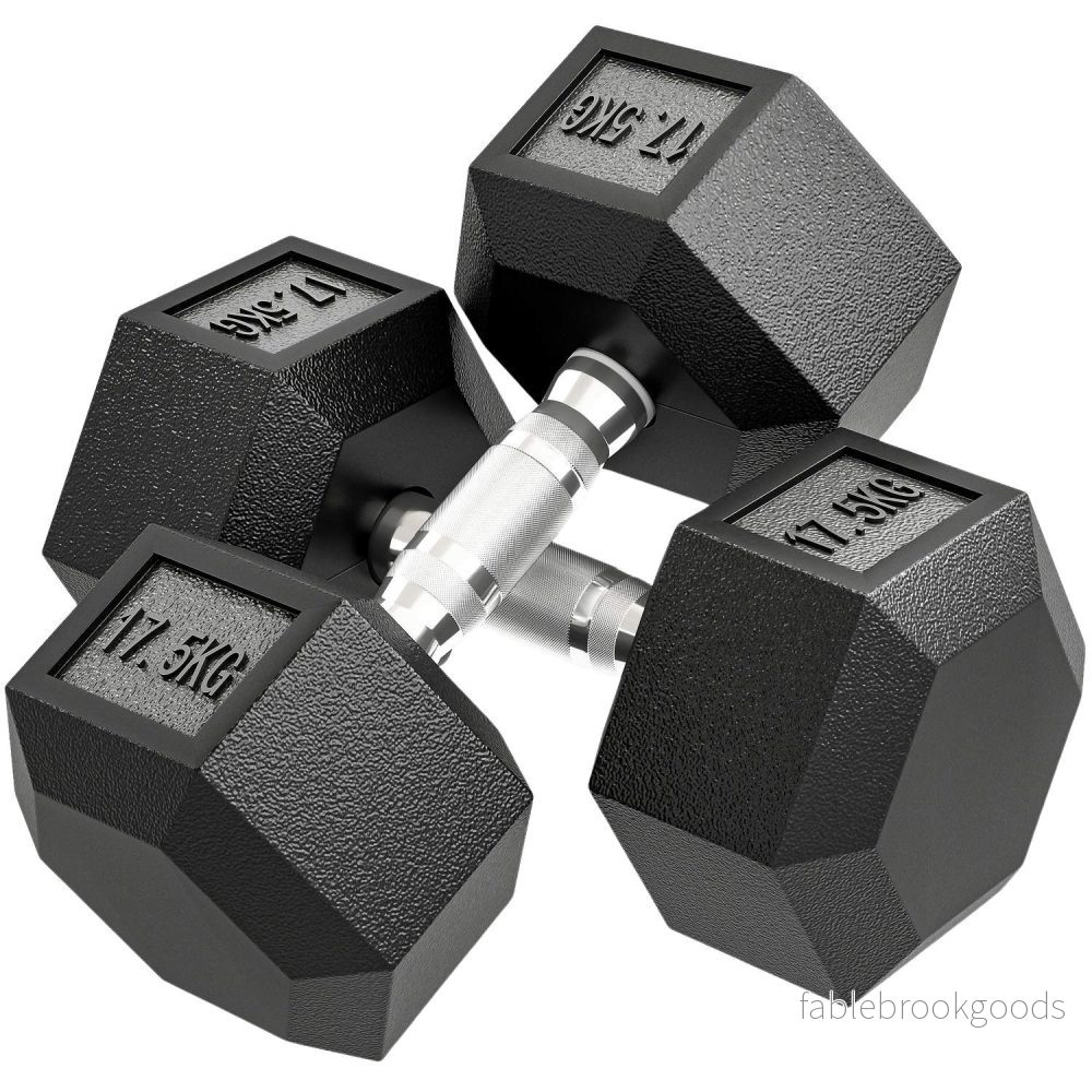 Hantel, 35 kg, Halkfritt grepp, Svart/Silver