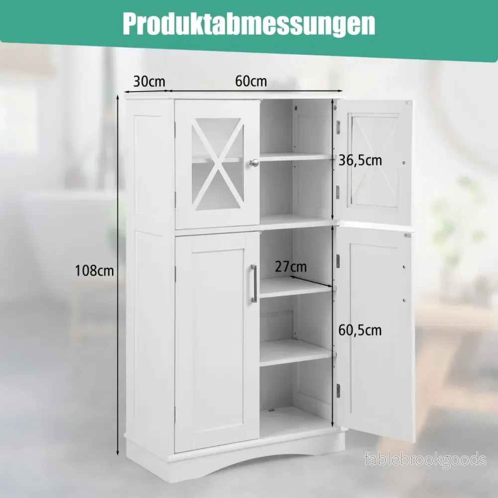 Toalettskåp – för badrummet Tvättskåp med dörrar – 60 x 30 x 108 cm – Vit - Bild 2