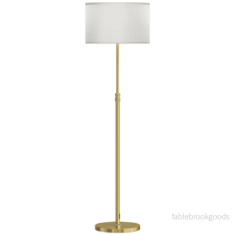 Golvlampa med fjärrkontroll, justerbar höjd, tygskärm