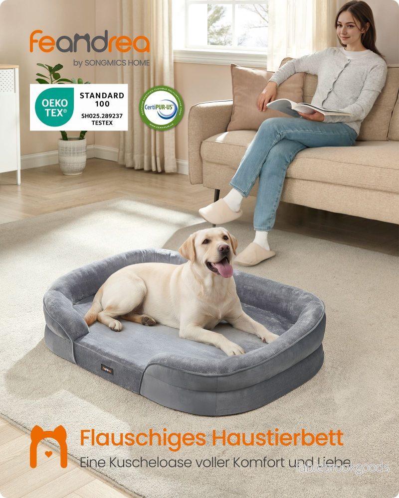 Hondenmand - Orthopedisch en Wasbaar - Met Verhoogde Randen - Lichtgrijs - 112 x 81 x 18 cm - Bild 2