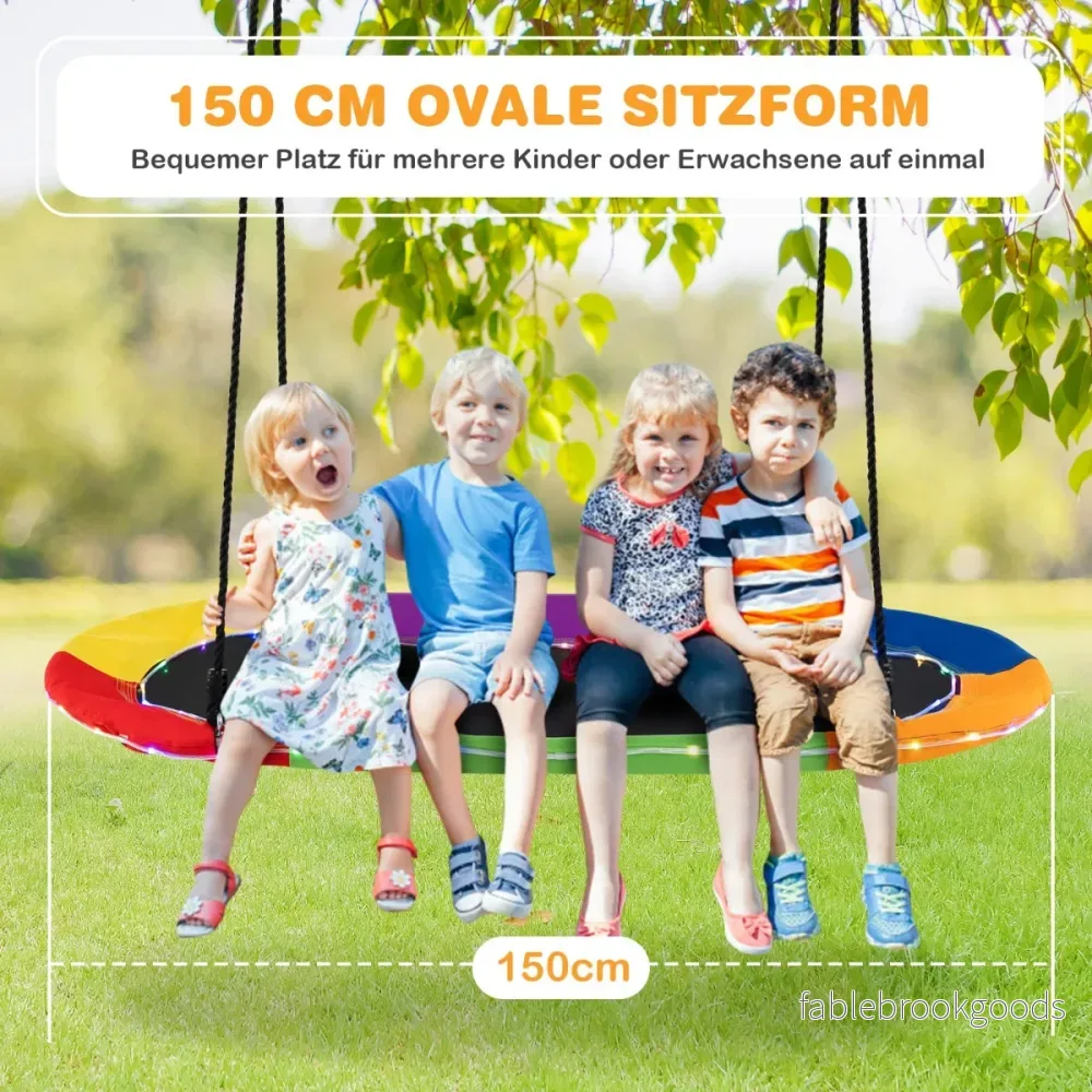 Oval – hängande nestsväng med en belastning på upp till kg, utomhussväng justerbara rep, barnsväng. – 300 – Färgglad - Bild 2