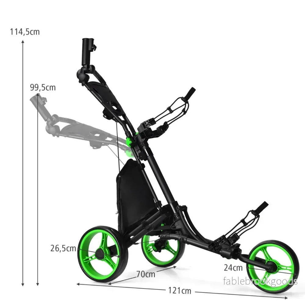 Golfvagn – hjul hopfällbar – 3 121 x 70 x 99,5-114,5 cm – Grön - Bild 2