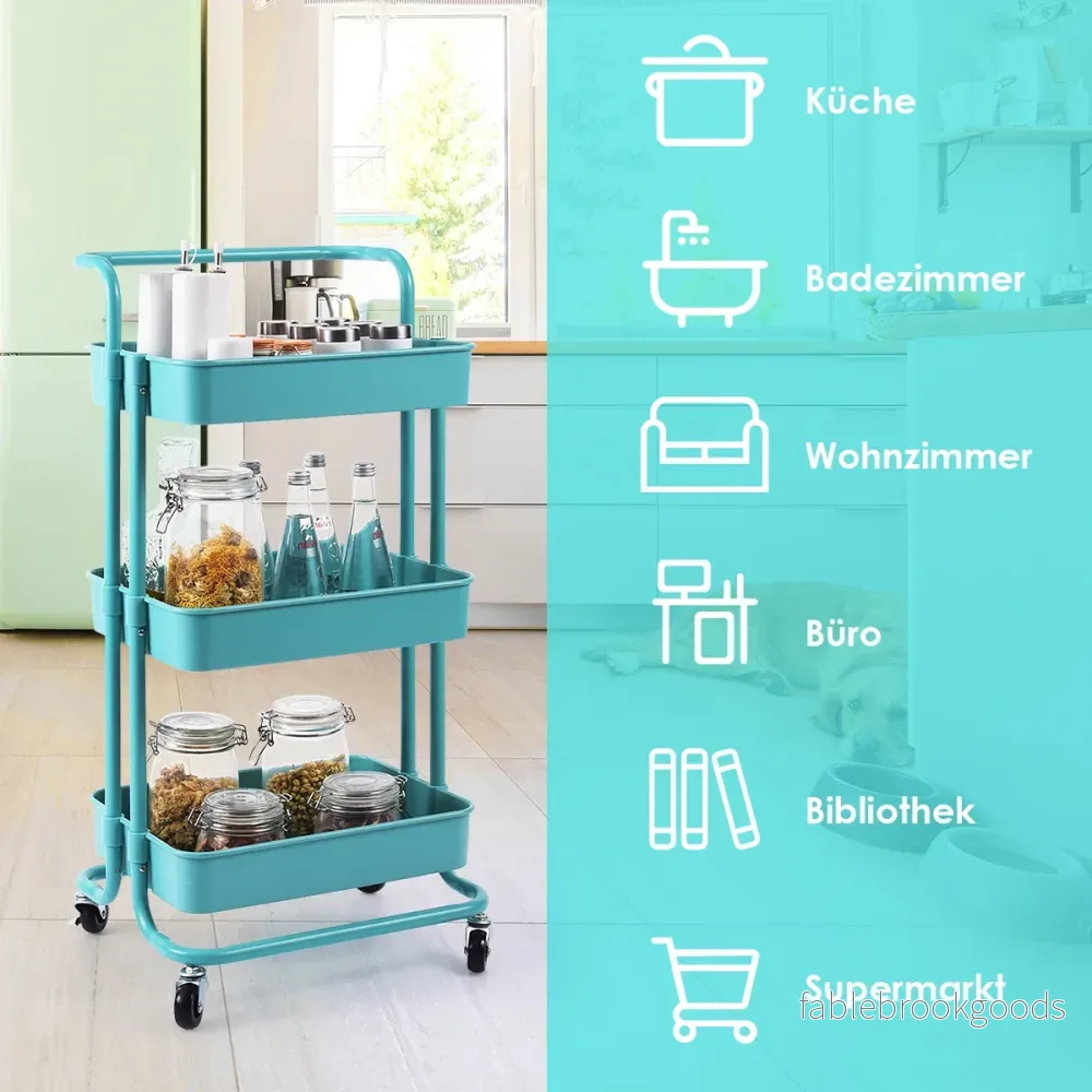 hyllor – Rullvagn Multifunktionsvagn med handtag Enkel montering – 3 – Turkos - Bild 3