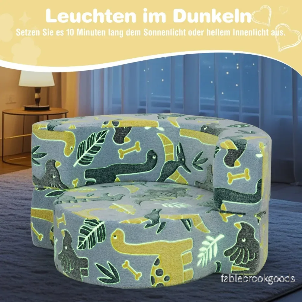 i – barnsoffa rund leksoffa Glow in the Dark klädd med avtagbart överdrag – 2 1 – Blå - Bild 2