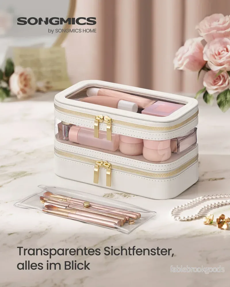 Sminkväska med smyckeskrin – Elegant design – Molnvit - Bild 2